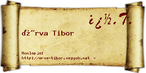 Árva Tibor névjegykártya
