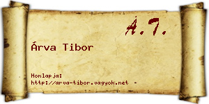 Árva Tibor névjegykártya