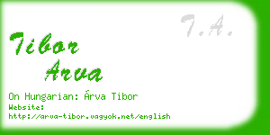 tibor arva business card